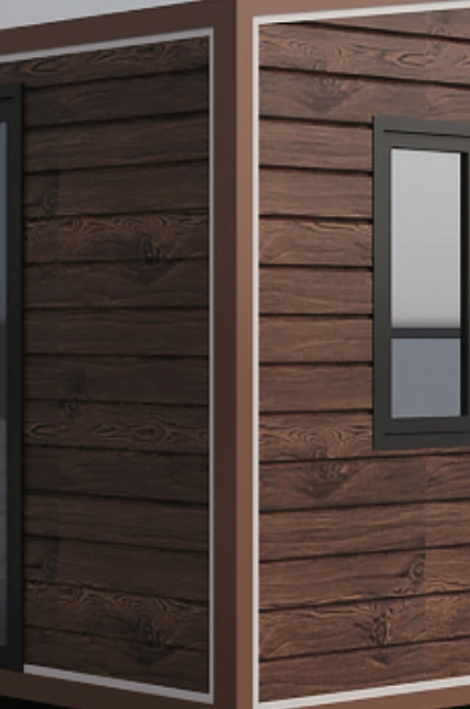 Bardage imitation bois foncé